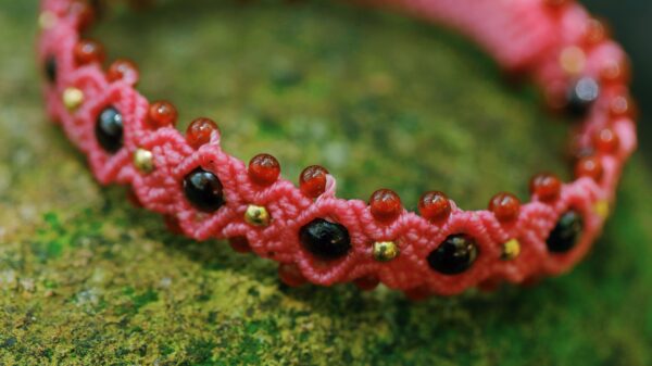pink beaded flower decoration (copy)