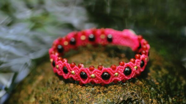 pink beaded flower decoration (copy)