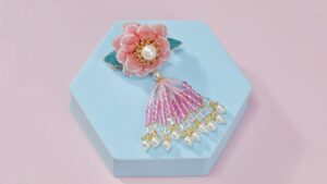 pink beaded flower decoration