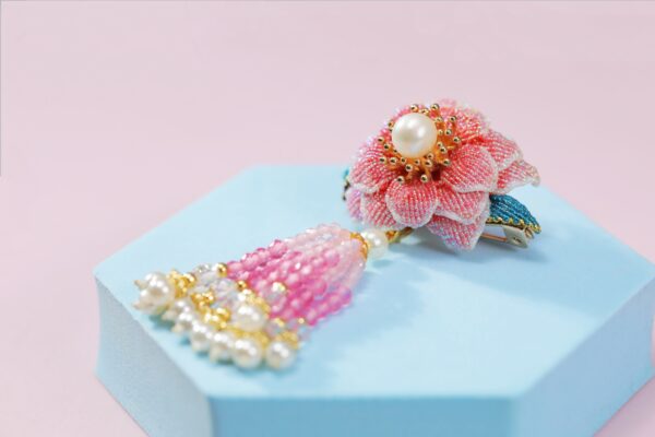 pink beaded flower decoration