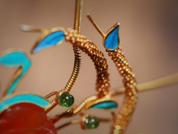 hairpin with a peony in tourmaline (copy)