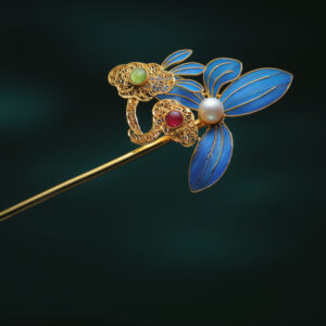 golden filigree ganoderma jade feather snow bamboo hairpin