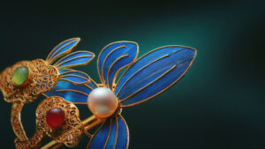 golden filigree ganoderma jade feather snow bamboo hairpin