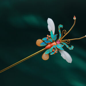 hetian jade inlaid bowknot hairpin