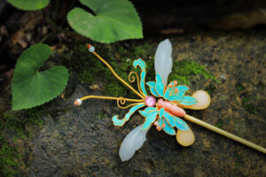 和田玉镶嵌蝴蝶结发簪